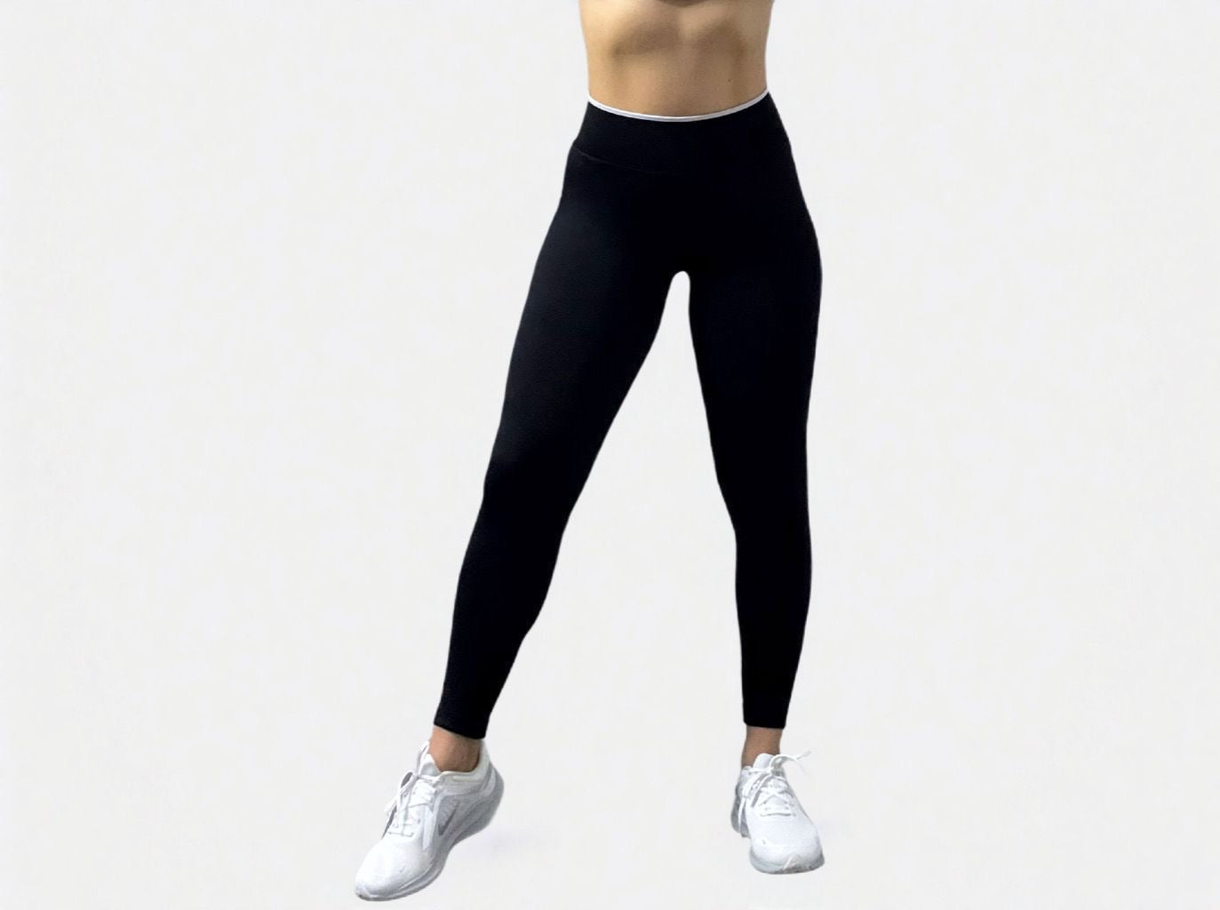 White Line Scrunch Leggings "Schwarz"