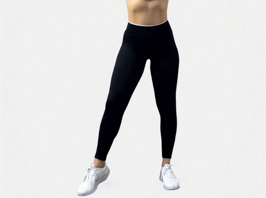 White Line Scrunch Leggings "Schwarz"