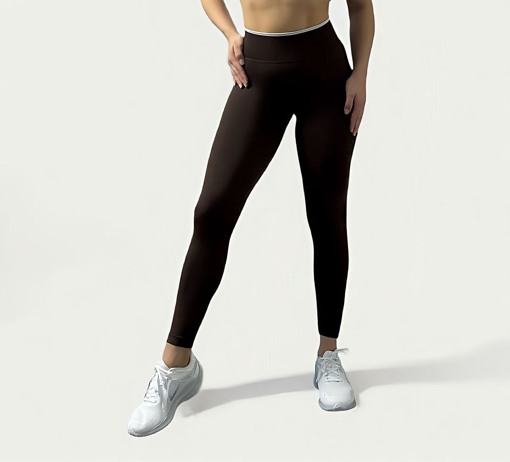 White Line Scrunch Leggings "Coffee"